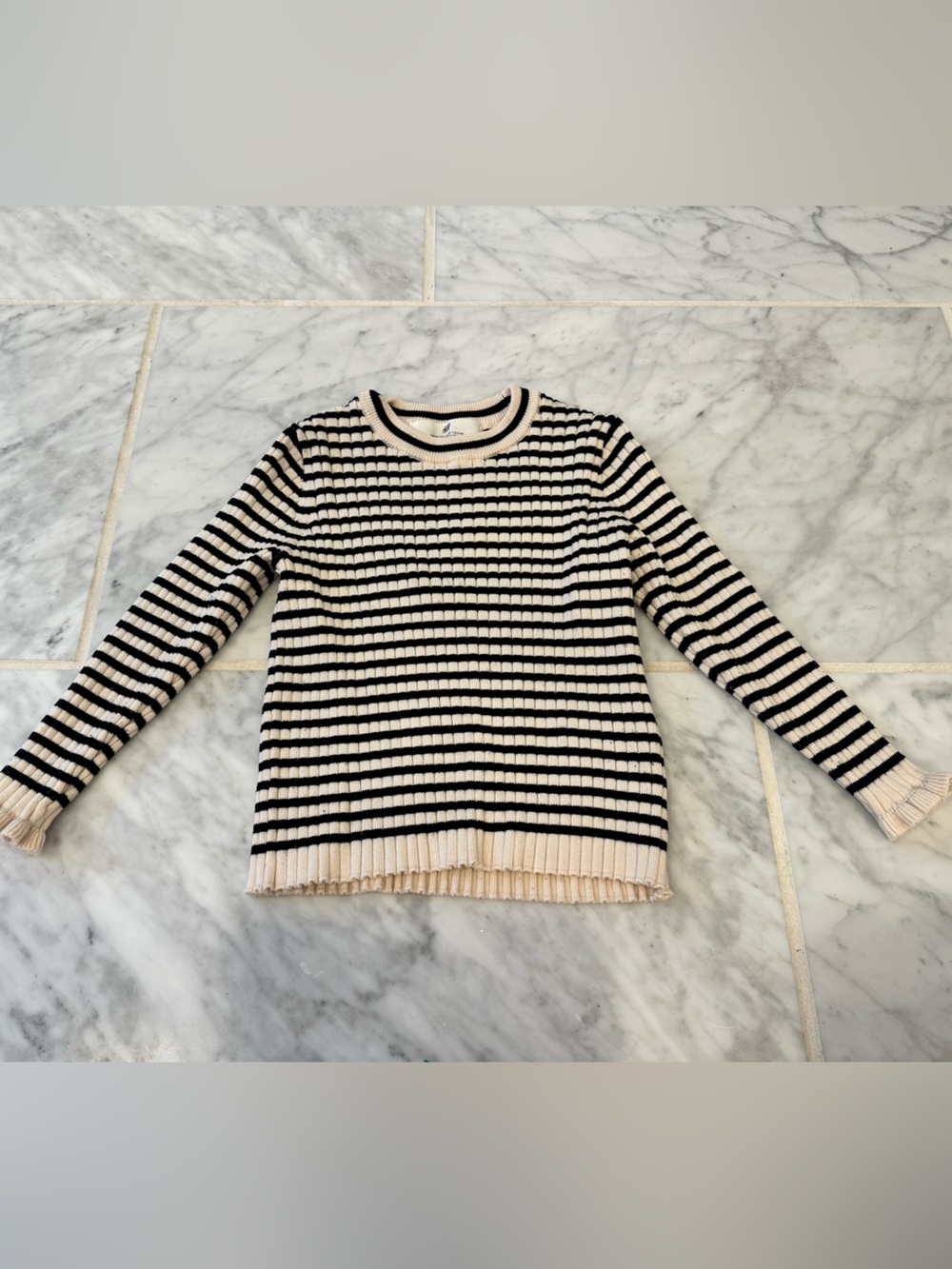 Striped Black and Cream Knit Sweater